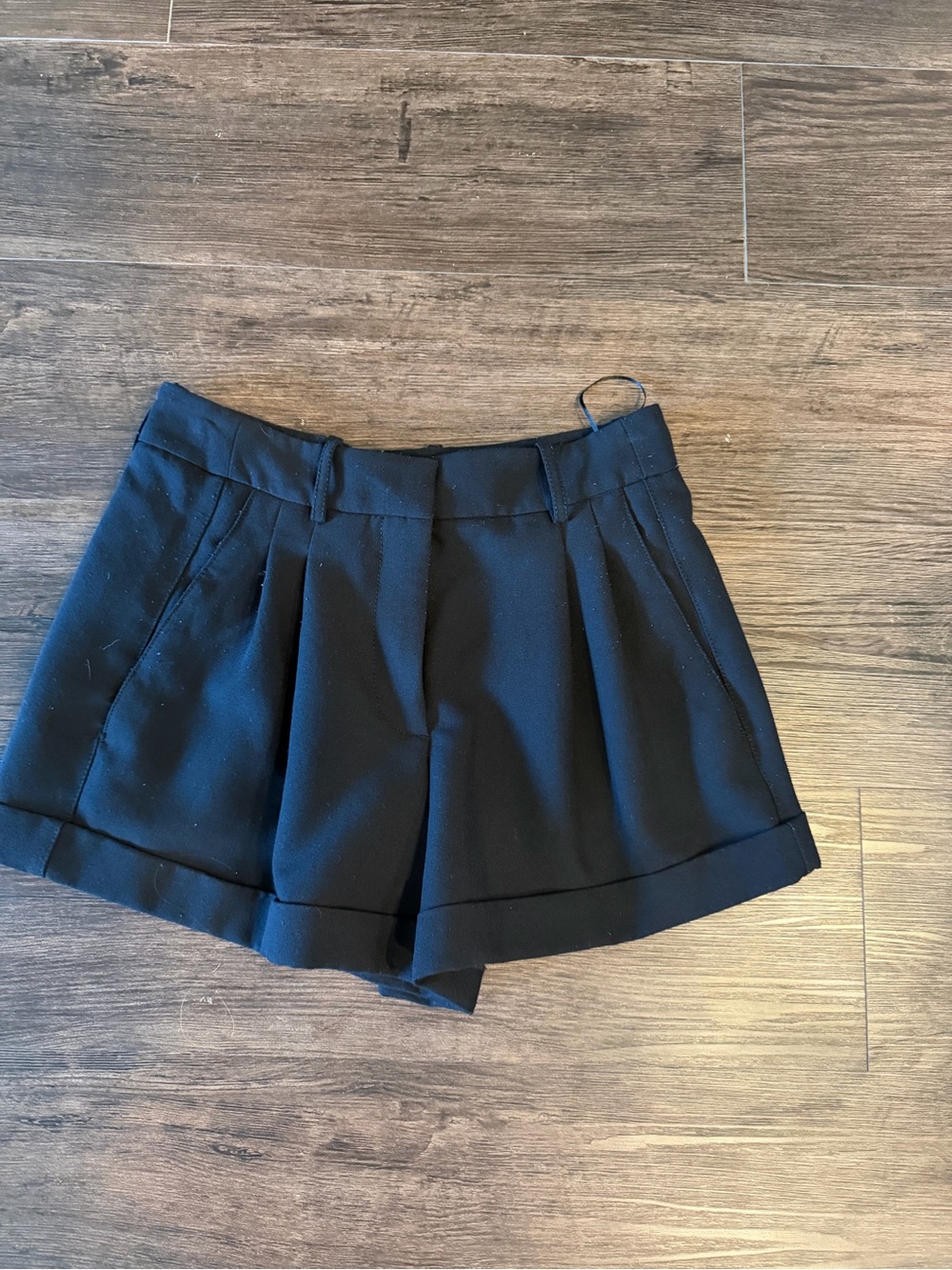 Zara Black High-Waist Pleated Shorts